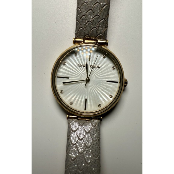 Anne Klein Wristwatch Women OS Grey Gold Good Snakeskin Leather AN/3754 - Picture 3 of 11